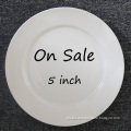 Wholesale 5 Inch Pure Ivory Creamy Off White Porcelain Shallow Plate Dish With Rim On Sale